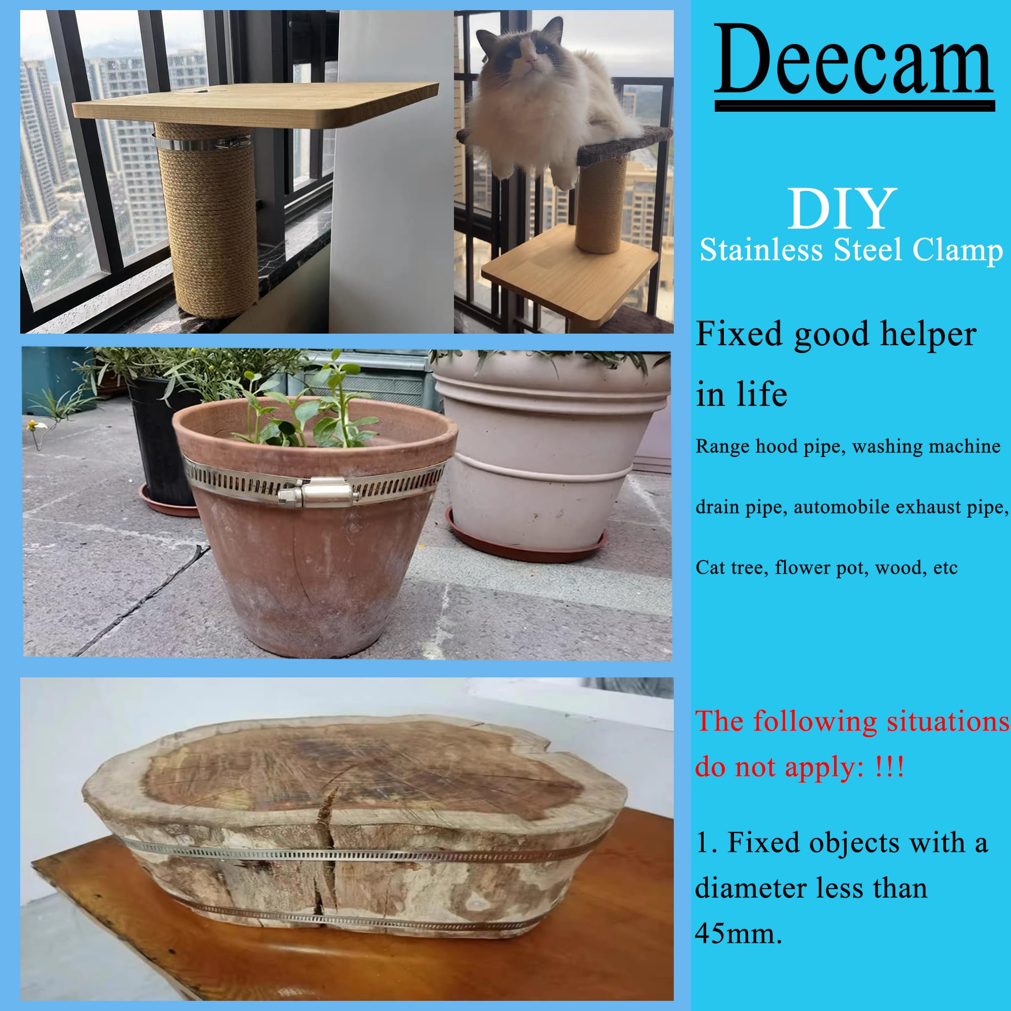 Deecam Abrazaderas Metalicas para Tubos 4M, Abrazaderas Acero Inoxidable con 12 Cierres, Adecuado para Tuberías de Gas Doméstico, Tuberías de Agua, Tuberías de Automóviles, etc.