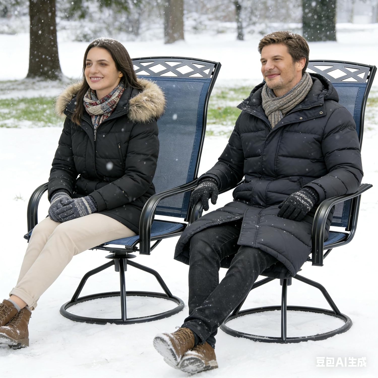 YLGJ&TIDY Patio Swivel Chairs Set,Outdoor Dining Chairs with High Back,All Weather Breathable Textilene,360° Rotating 15° (Blue-4, 2-piece)