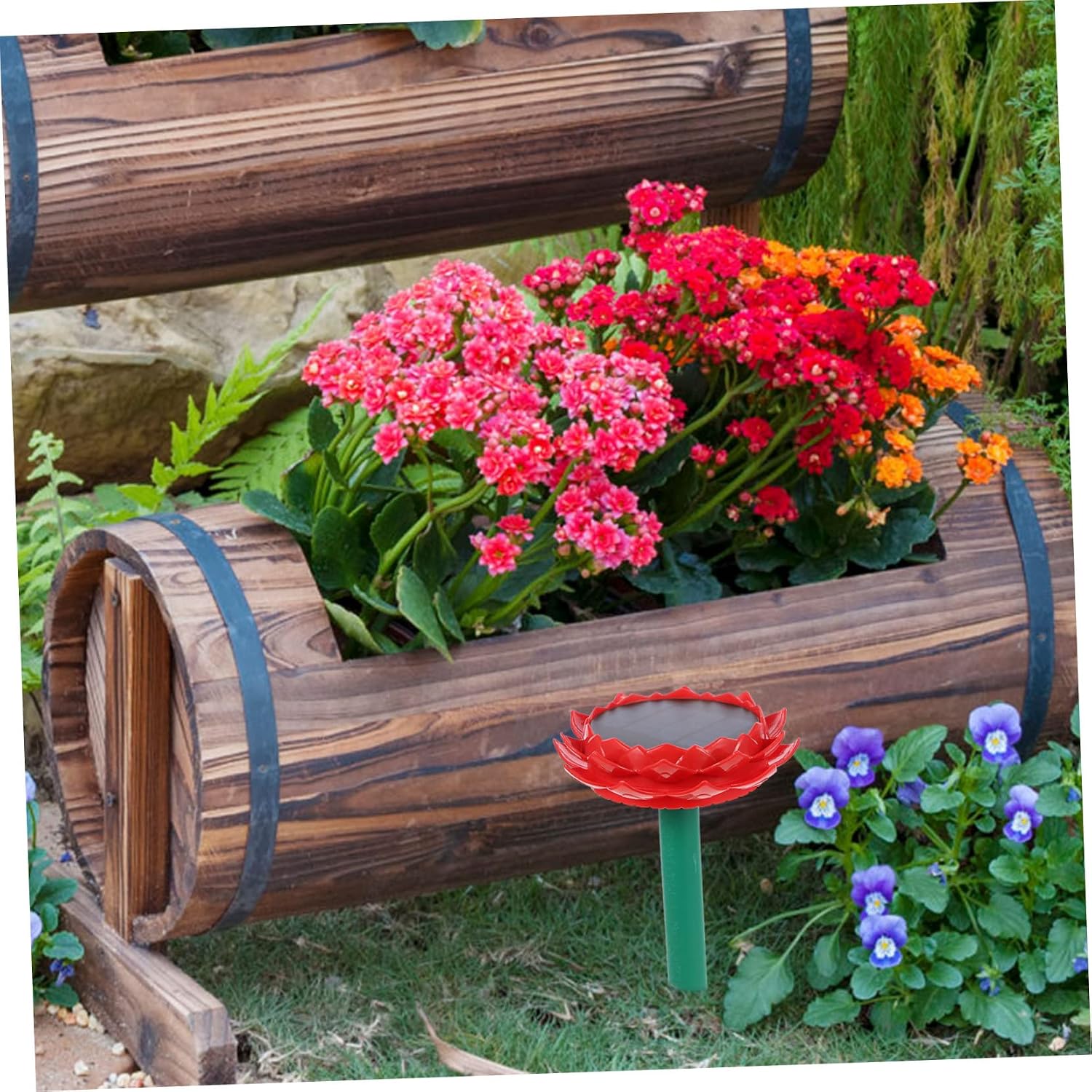POPETPOP 1Pc Solar Powered Outdoor Music Player Lotus Flower Speaker for Garden Courtyard Plays Buddha Songs Portable Easy to Use for Buddhists