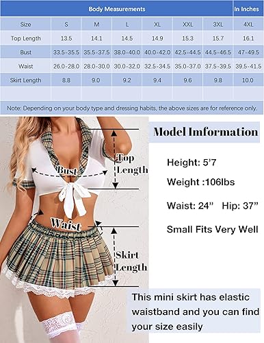 Miniatura 6 de ADOME Lencería sexy para mujer, disfraz de colegiala 0utfit, conjunto de lencería de encaje para estudiantes, cosplay, juego de rol con parte