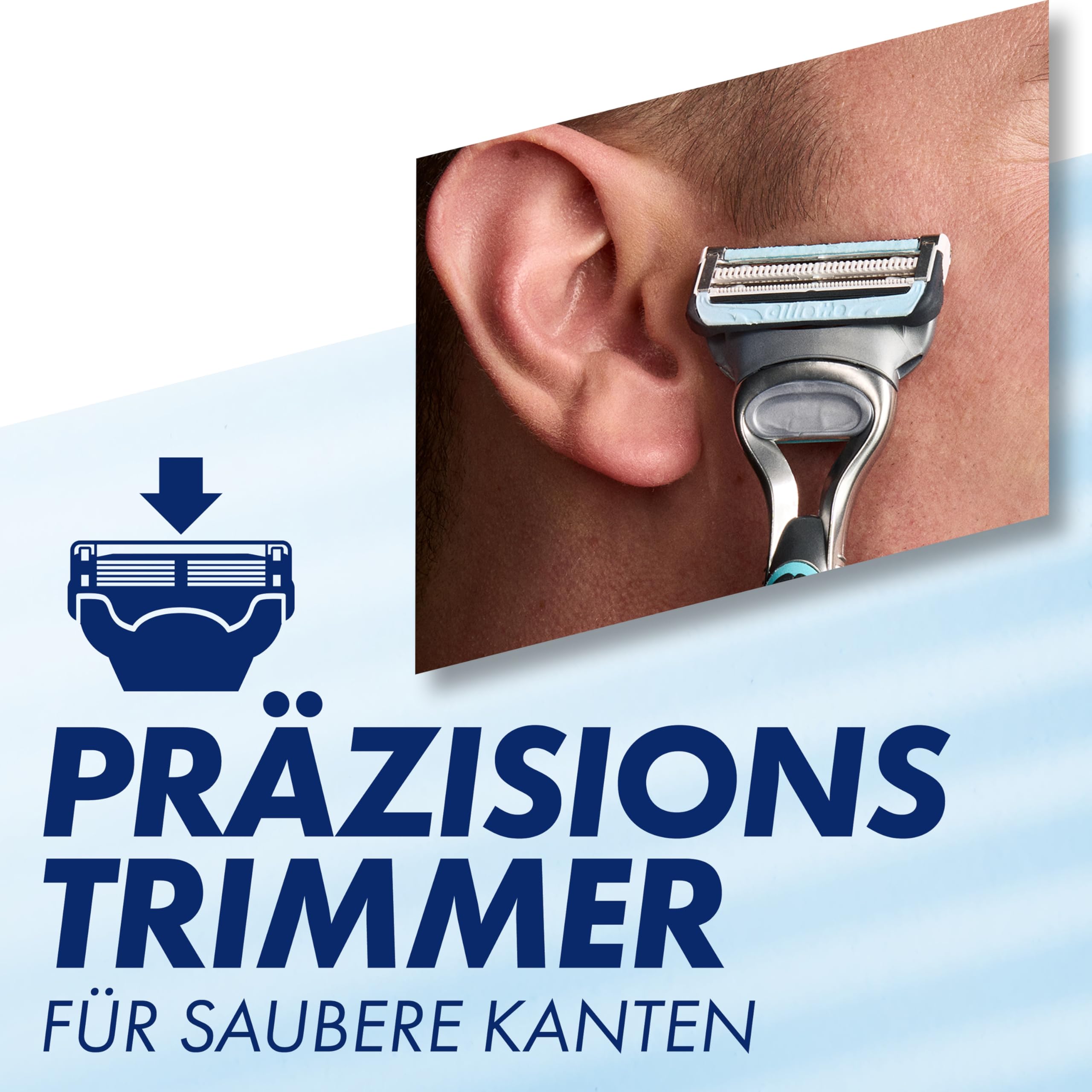 Gillette Skinguard Sensitive Rasierklingen Herren, 11 Original Ersatzklingen, Weiß/Blau - Nassrasierer, Klingen für Herrenrasierer, Verbesserter Gleitstreifen