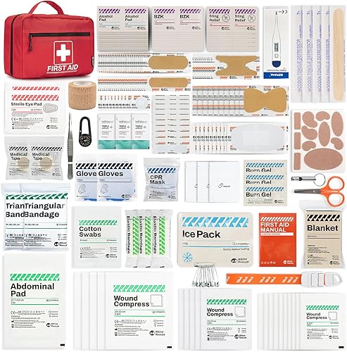 Miniatura 6 de RHINO RESCUE Kit de primeros auxilios multiusos de 240 piezas, suministros médicos profesionales para el hogar y la oficina, ideal para emergencias,