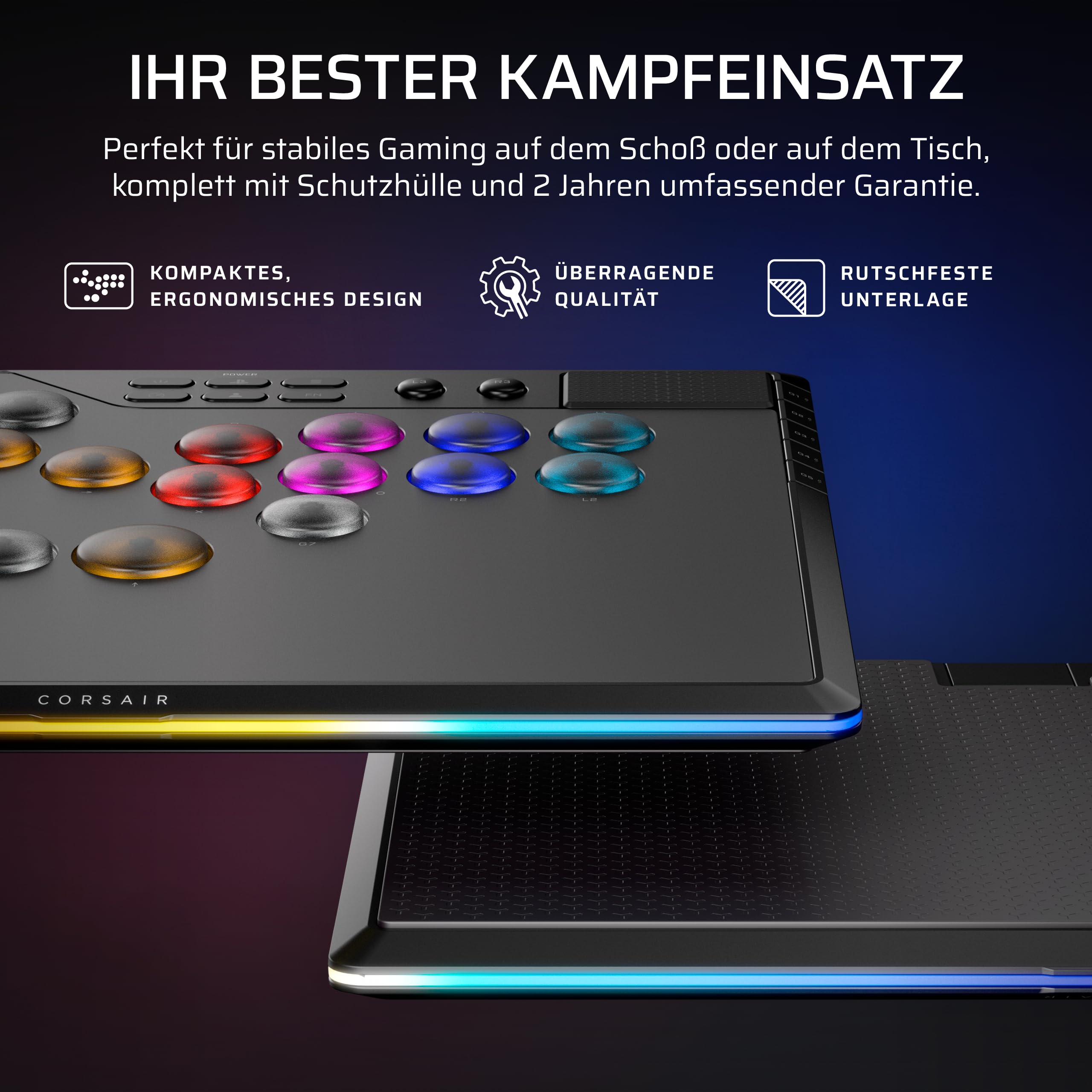 Corsair NOVABLADE PRO Kabel-und Hebelloser Controller mit Hall-Effekt | 15-Haupttasten-Layout, 1000Hz-Polling, 2,4 GHz Kabellos, SOCD, MGX Hyperdrive Hall-Effekt-Magnetschalter, PS5, PS4, PC