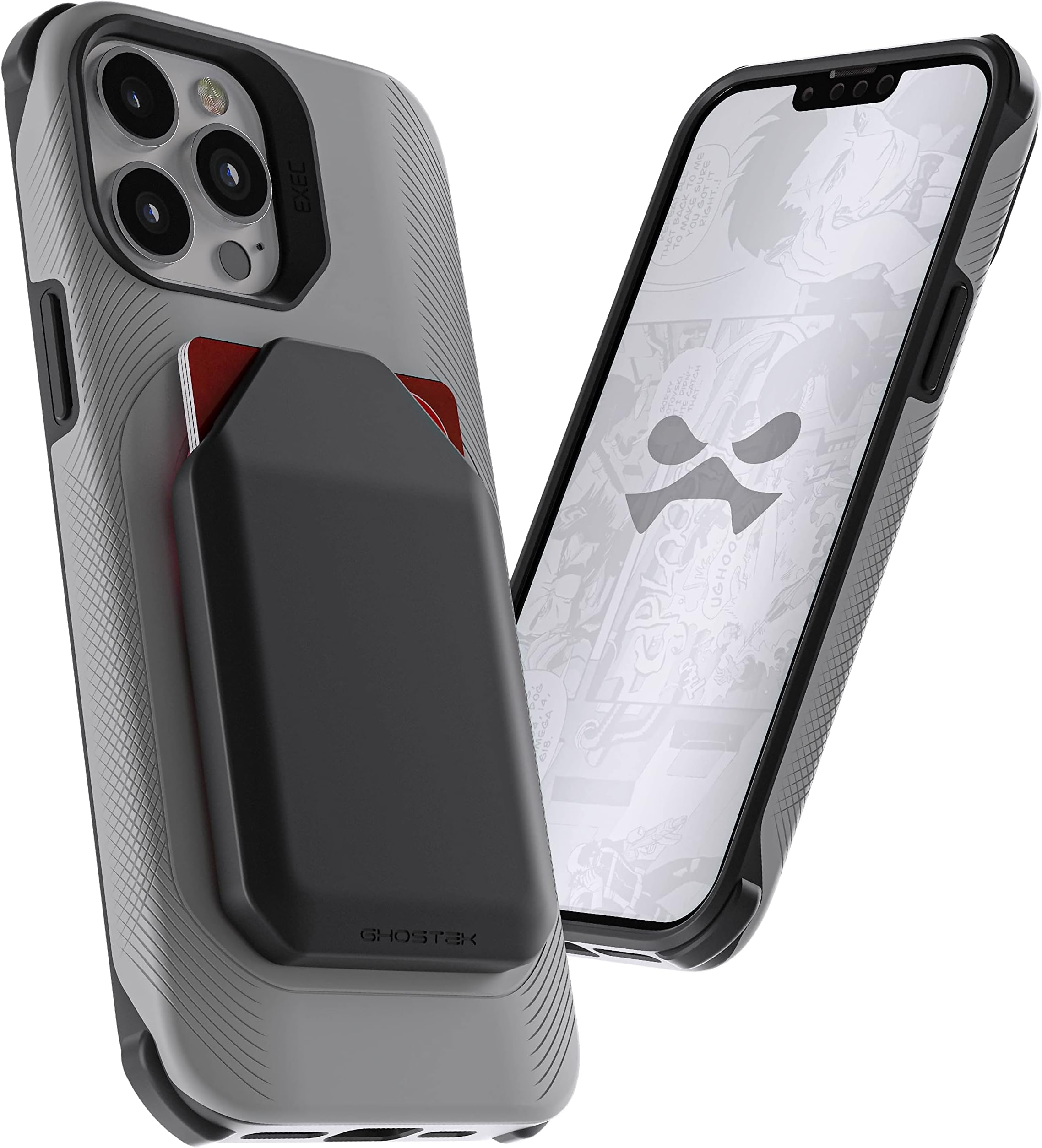 Ghostek EXEC iPhone 13 Pro Max Wallet Case with Removable Card Holder for MagSafe Charger and Supports Magnetic Car Mounts Protective Phone Cover Designed for 2021 Apple iPhone 13 ProMax (6.7") (Gray)