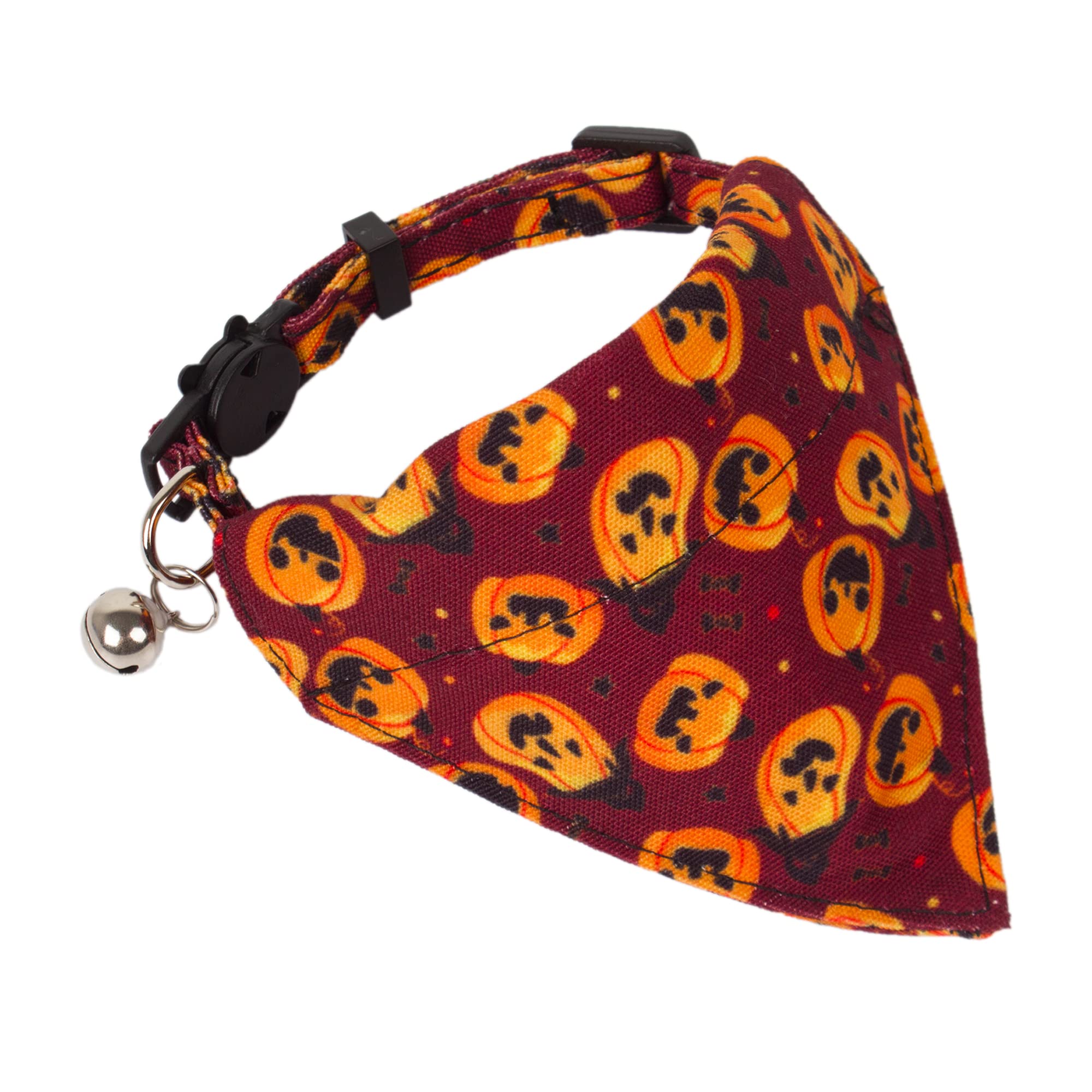 Collares de gato con campana bandana (marrón y morado)