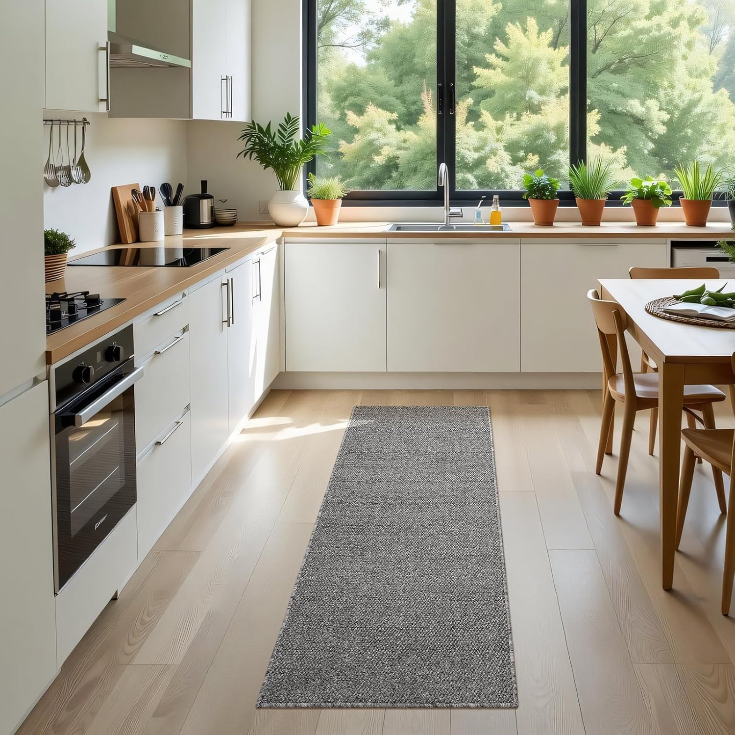 Softlife Hallway Runner Rug 2x6 ft Faux Jute Rug Washable Entryway Hall Carpet Runner Modern Farmhouse Laundry Room Rugs Kitchen Rugs Long Carpet for Bathroom, Grey