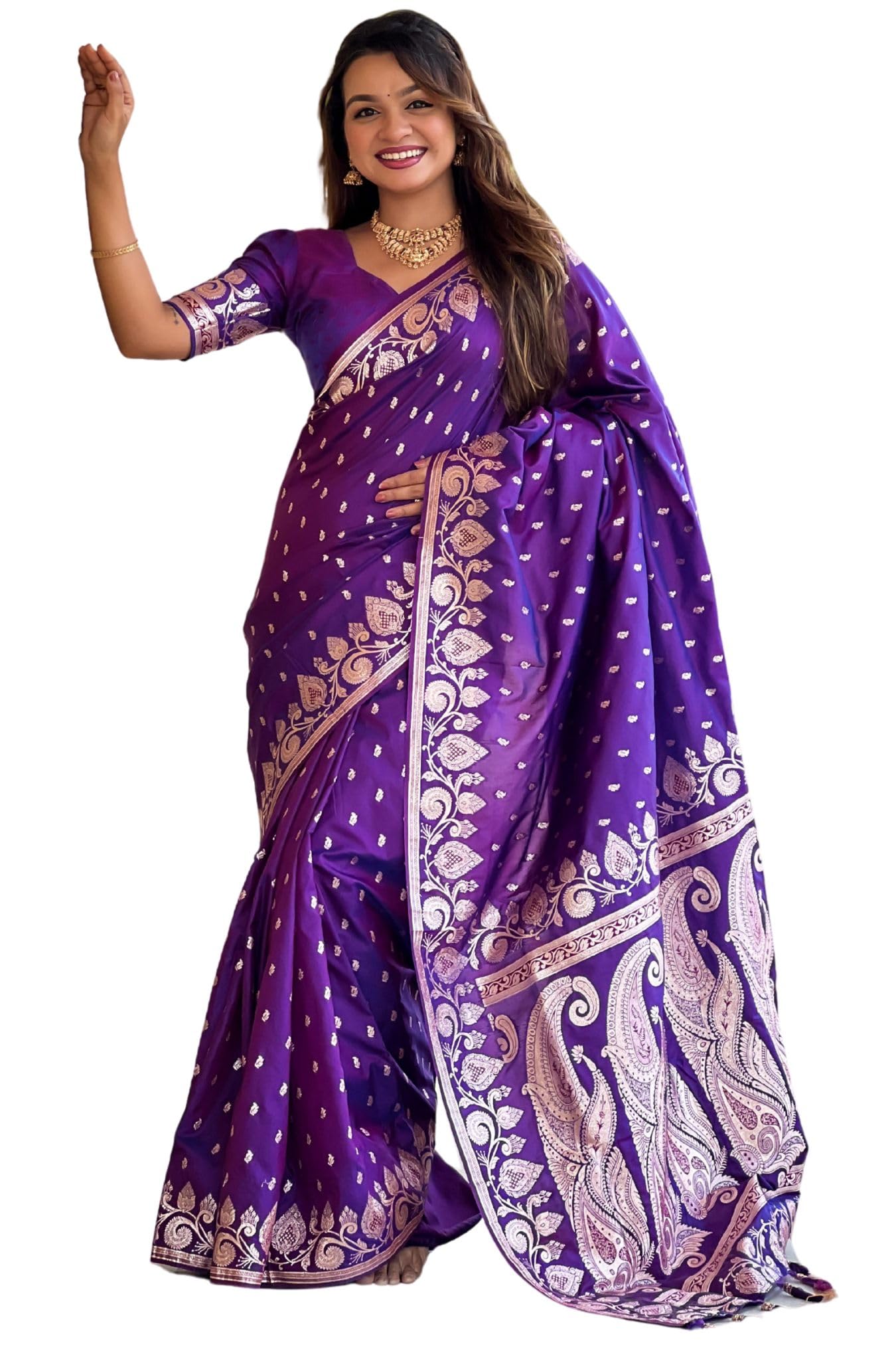 SGF11 Women's Kanjivaram Pure Soft Silk Saree With Blouse Piece