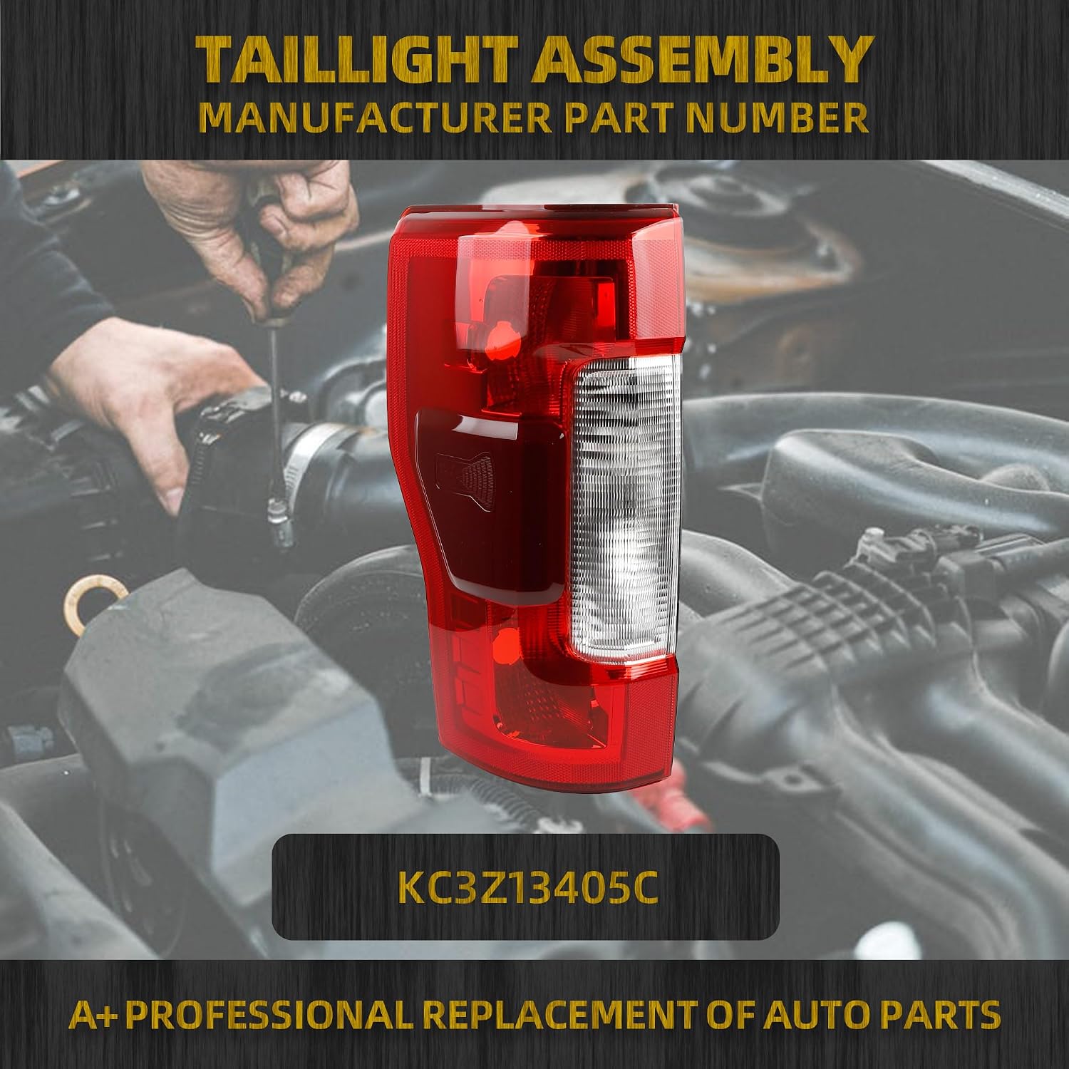 Condition photo showing New/Like New for dasbecan left driver side tail light assembly compatible with 2017 2018 2019 ford f250 f350 f450 super duty non-led taillight rear lamp replace kc3z13405c blind spot module can be installed