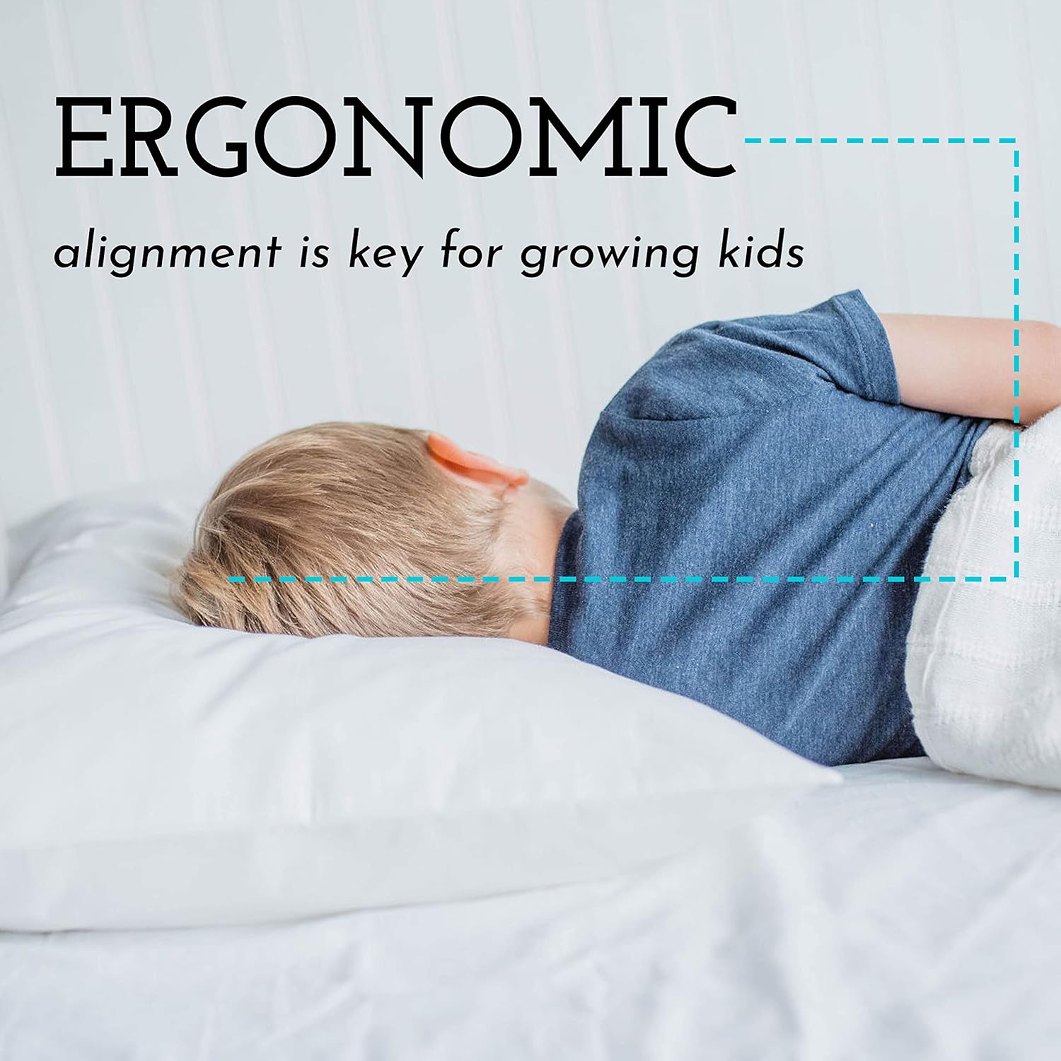 Little Sleepy Head Toddler Pillow with Pillowcase 13x18 - Kids Pillow for Sleeping - Better Neck Support Ergonomic Pillow and Toddler Pillowcase - Best Pillows for Kids (Dinosaurs Blue) - Image 4