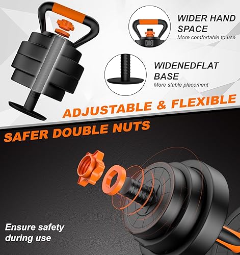 Miniatura 2 de Juego de mancuernas ajustables de 22 libras44 libras, juego de pesas 4 en 1 para mujeres y hombres, pesas libres para gimnasio en casa,