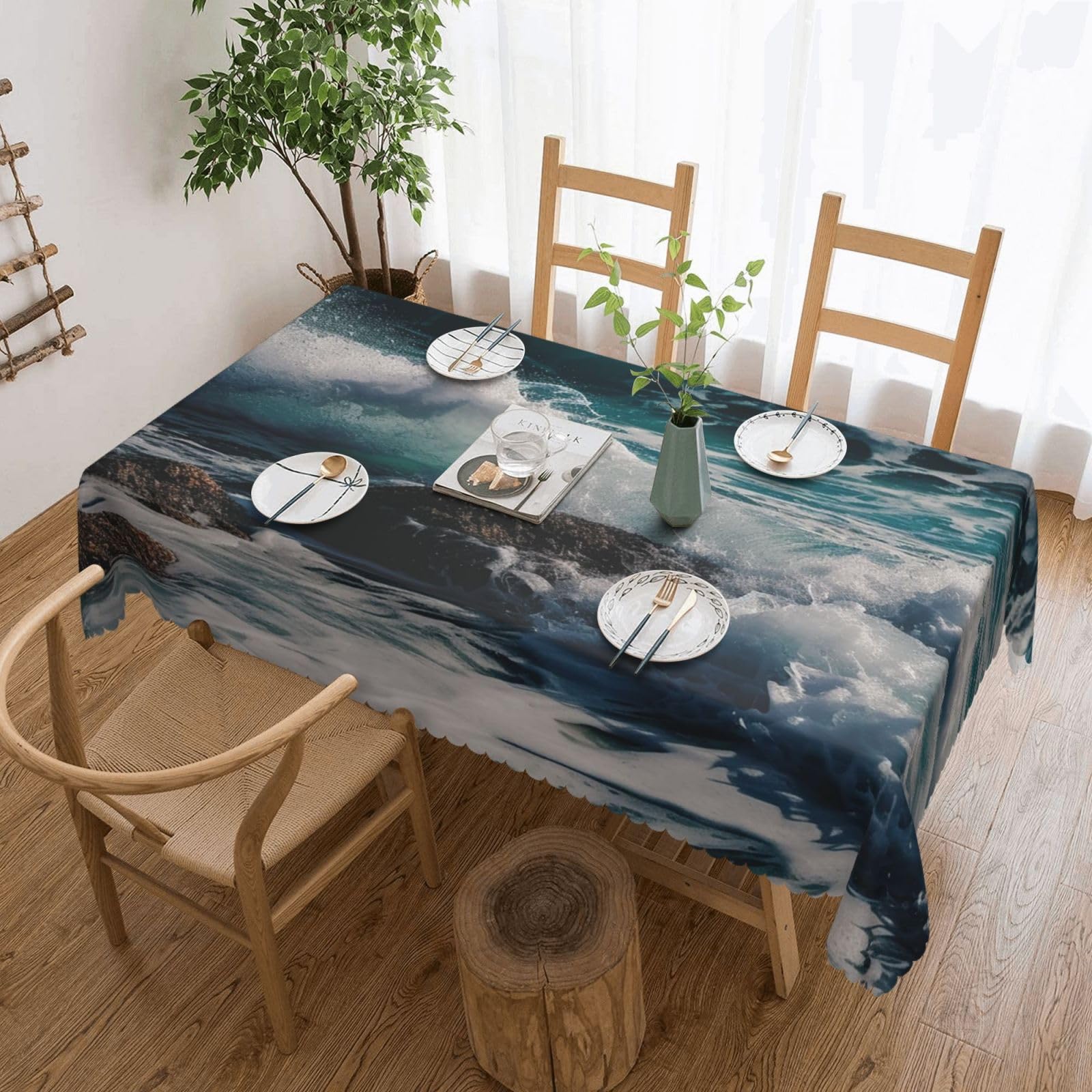 Nappe imperméable 137x183 cm pour repas en extérieur et table de fête
