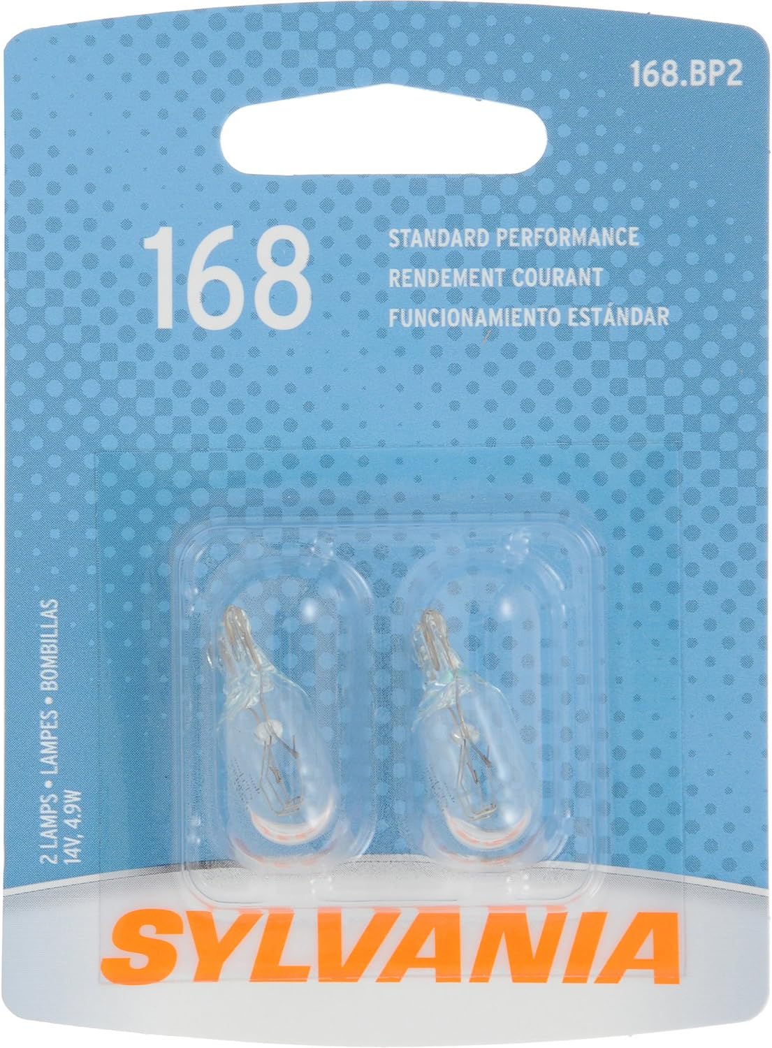 Sylvania 168.BP2 168 Basic Miniature Bulb, (Contains 2 Bulbs)