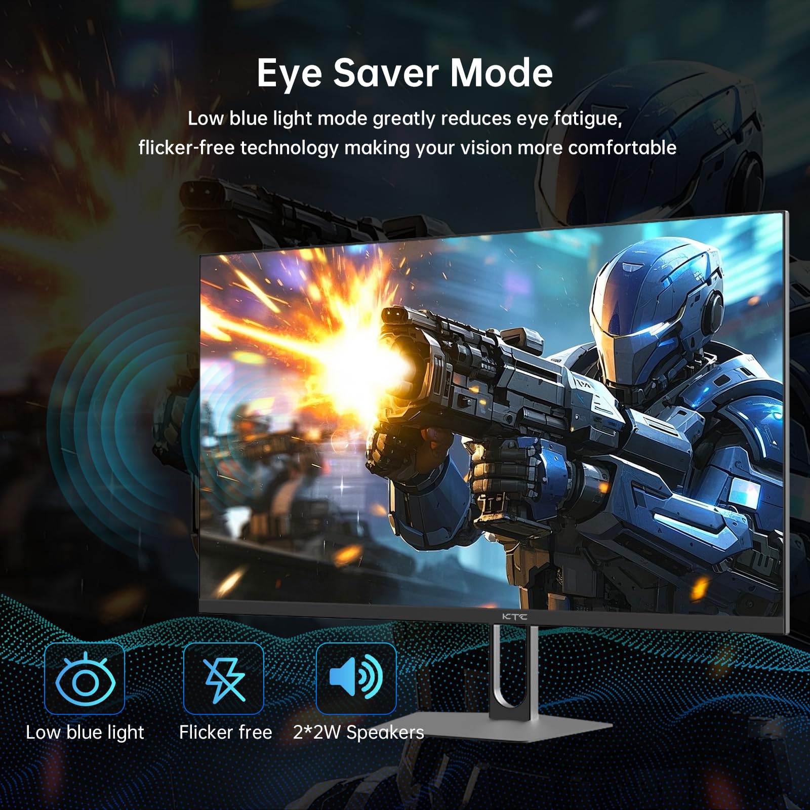 KTC Gaming Monitor 27 Inch | 2K@200Hz (Overlocking 210Hz) | Built-in Speakers | Fast IPS Panel | 1ms Response Time (MPRT) | HDR400 | Adaptive Sync | 131% sRGB, 101% DCI-P3, ΔE＜2 — view 6