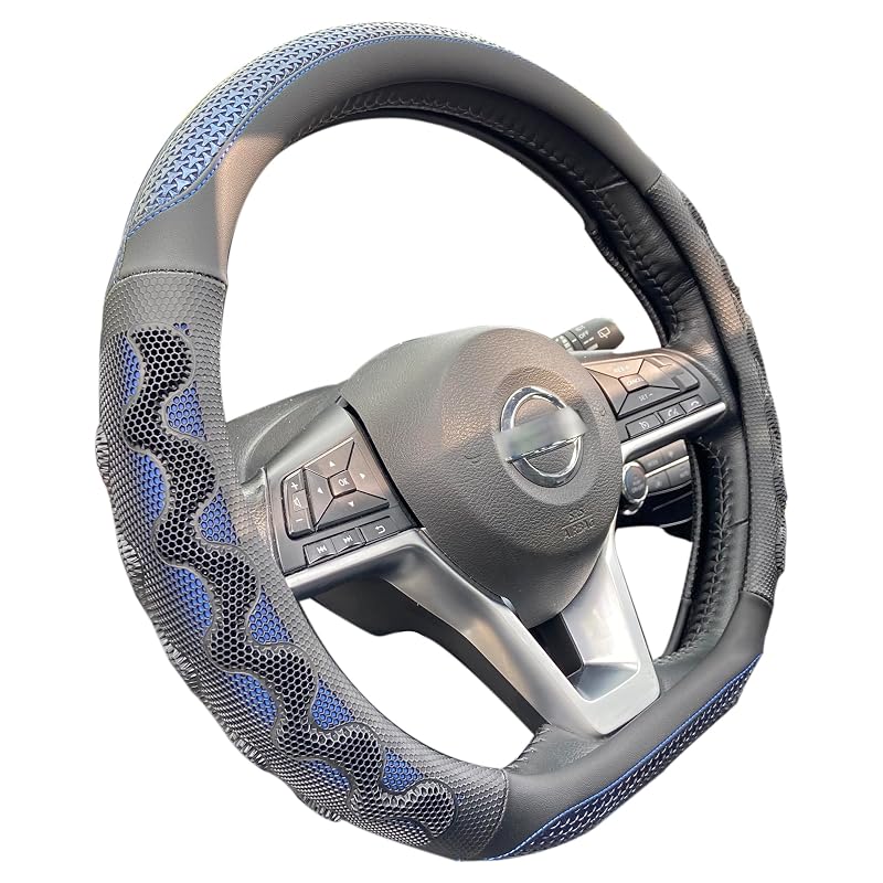 Capa para Volante D-shaped de 36 cm em Silicone e Couro Sintético PINCTROT Azul