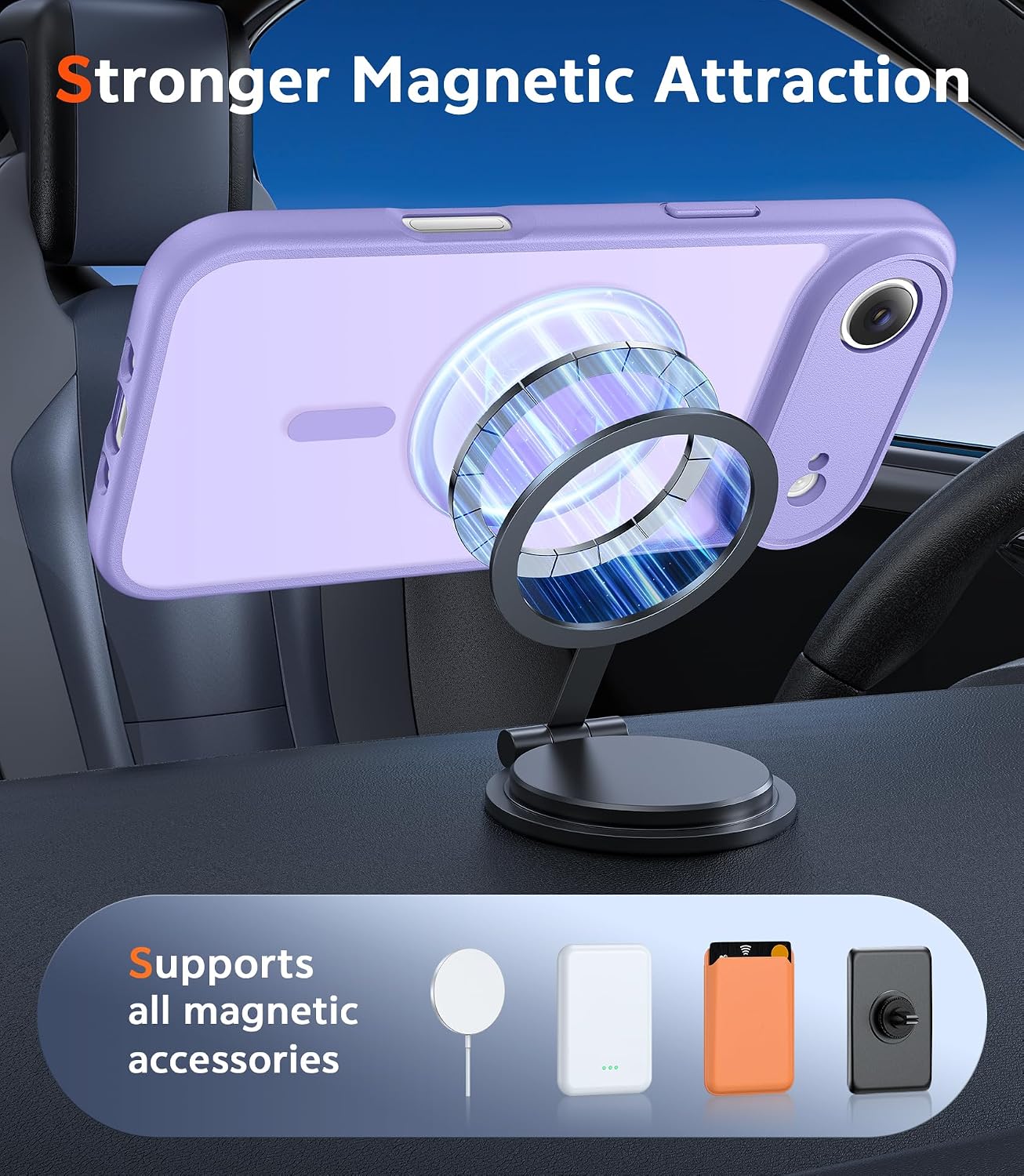 FNTCASE for iPhone Air Case Matte: Magnetic Phone Cases with Screen Protector Compatible with Magsafe Slim Anti Yellowing Rugged Shockproof Protective Translucent Cell Phone Cover (C-Purple) thumbnail
