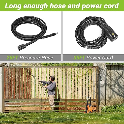 Miniatura 5 de Rock&Rocker Lavadora a presión eléctrica, lavadora eléctrica de 2150 PSI, 1.6 GPM, lavadora de automóvil portátil con boquilla de pulverización