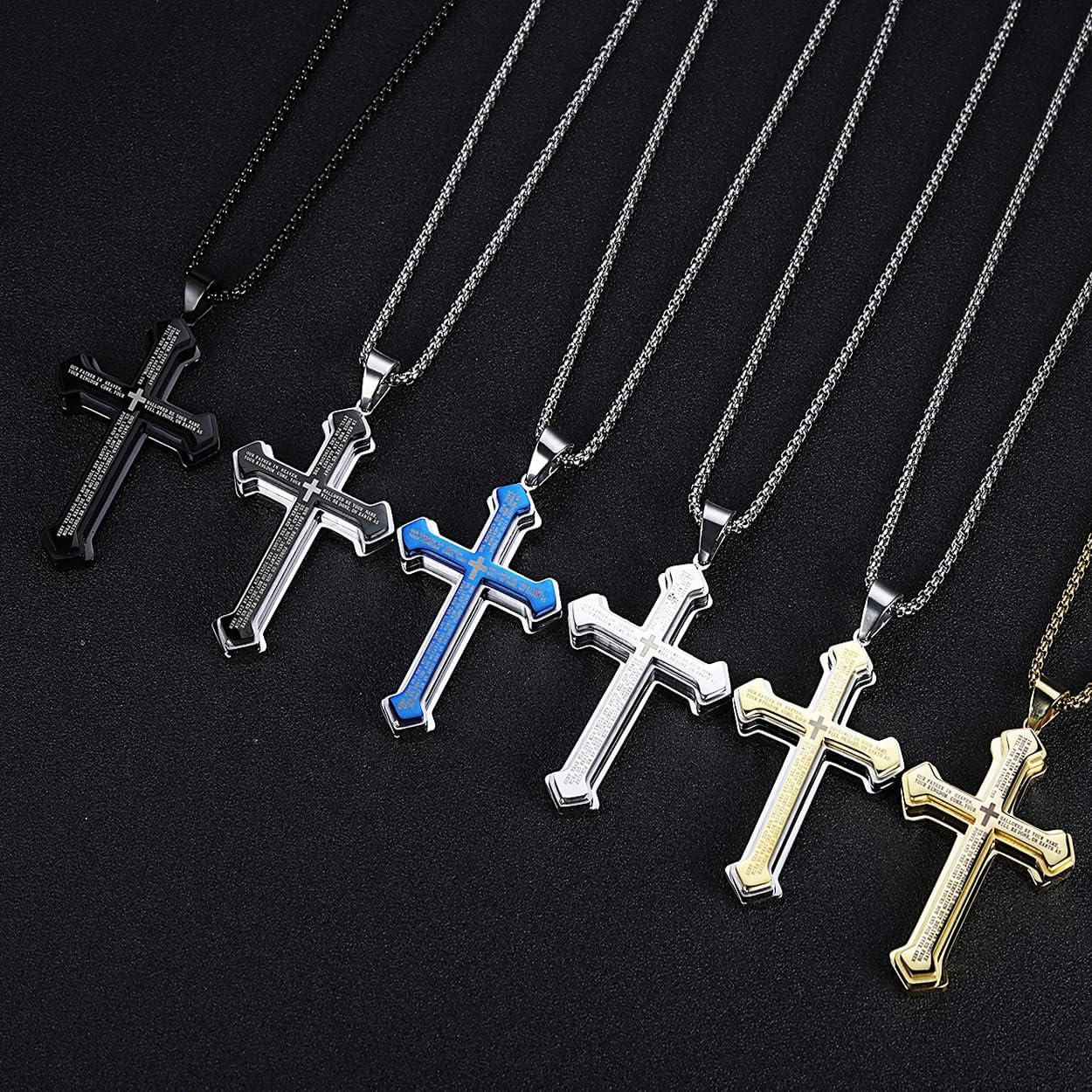 Rehoboth Men's Stainless Steel Nail Lord's Prayer Cross Pendant Necklace for Men Women Big Pendant and Strong Chain 24" - Image 5