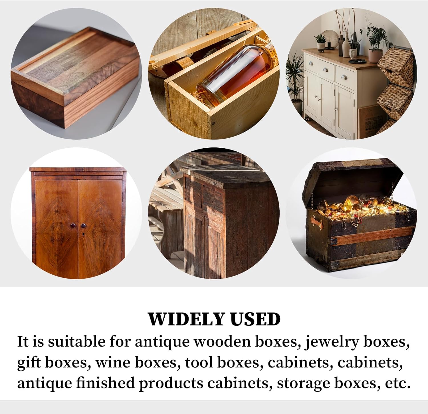 Antique Engraved Decorative Hasp Latch Hasp Hinges and Box Corner Protectors for Jewelry Box Cabinet Drawer Decoration and Repair