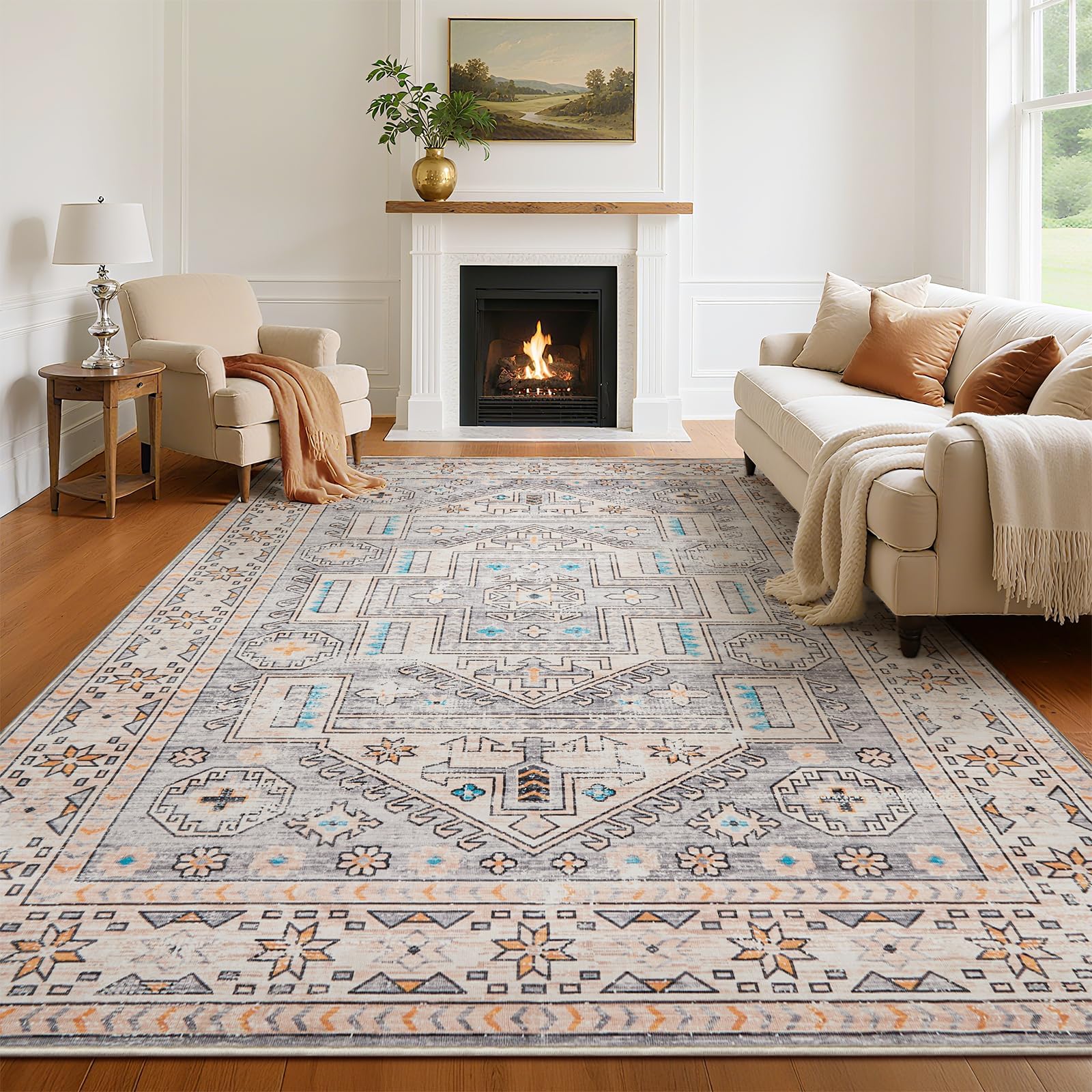 Vasip Rugs Living Room 80x150cm, Short Pile Soft Area Rugs Bedroom, Anti Slip Machine Washable Rug Thin Floor Carpets for Office Dinning Room Playroom Nursary Office
