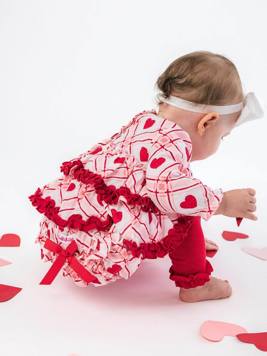 RuffleButts Baby Girls Cotton Gauze Long Sleeve Tiered Ruffle Swing Top and Bloomer Set