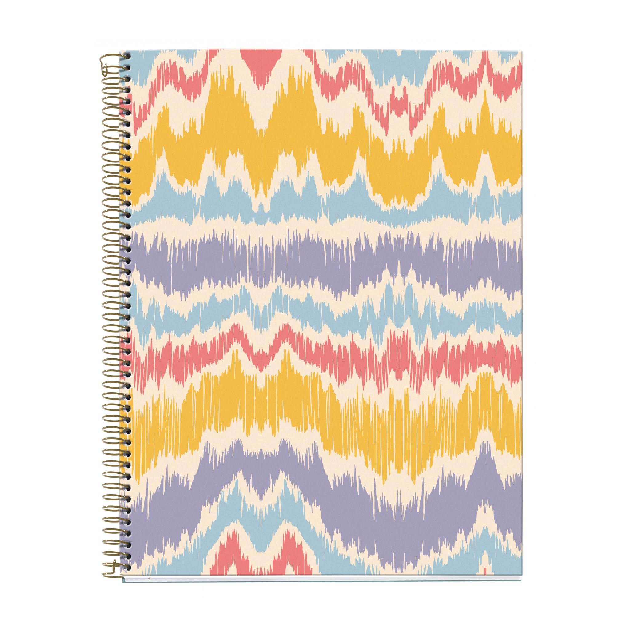 Miquelrius - A4 notebook, 5 x 5 mm, 120 sheets of 70 g/m², 4 coloured stripes, spiral, Boho Chic collection, Waves