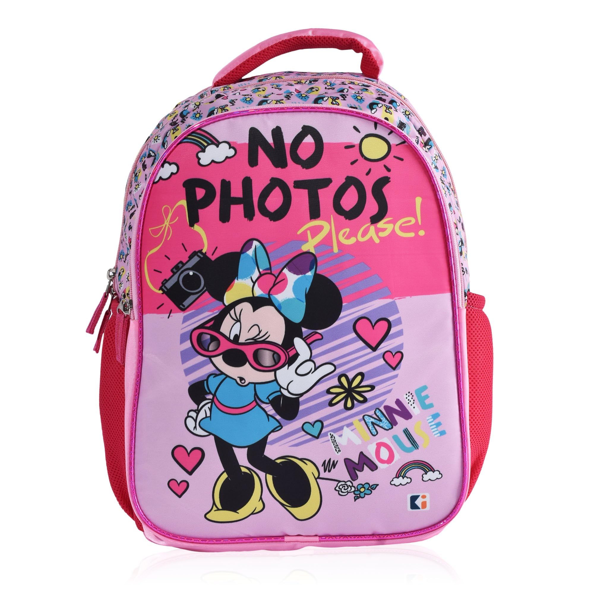 Disney Minnie No Photos Water Resistant Stylish School Bag for Girls 12 Years/5-7 Years | With 3 Compartments, Side Pockets, Padded Shoulders | 22 Litre, 17 Inches | Large | Pink-image-39