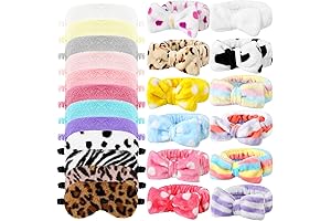 Newcotte Sleepover Party Supplies for Girls: 24 Pcs Plush Sleep Eye Mask and Bow Headbands