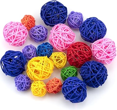 IFAMIO 20 Pcs Wicker Rattan Balls Decorative Balls for Bowl Centerpiece Bowl Filler Vase Filler Ornament Twig Orbs Balls Home Decor Wedding Table Decoration 2 Sizes, Mix Colors