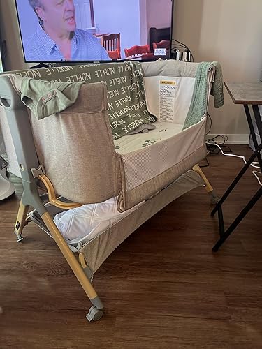 Miniatura 9 de Cuna 3 en 1, moisés para bebé con funda de colchón impermeable, moisés de noche con ruedas y cesta de almacenamiento, cuna portátil ajustable para