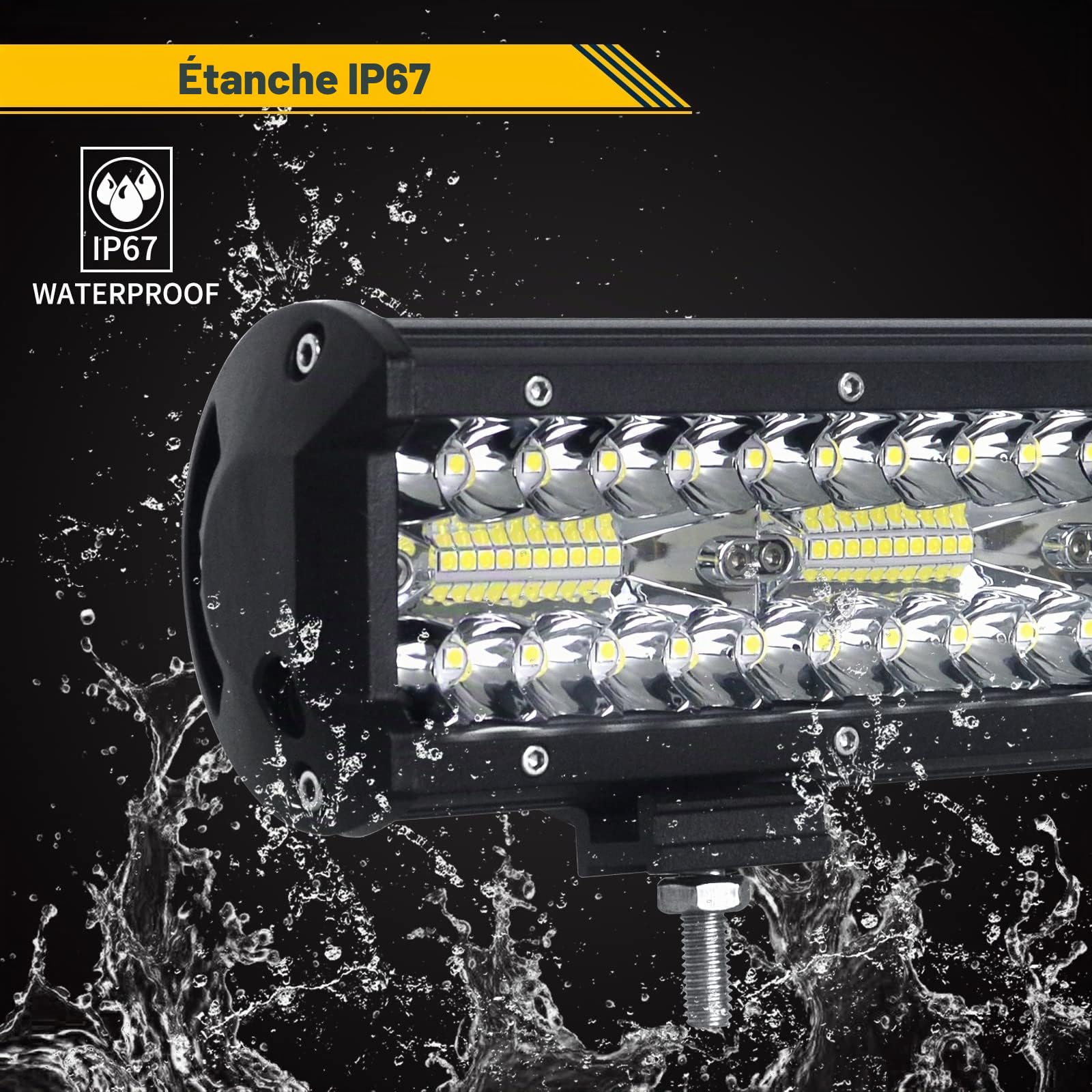 SKYWORLD 8D Barre Led 4x4 avec 12V Faisceau de Câblage Kit, 59 CM 480W | Longue Portee Barres Lumineuses, Straight Led Light Bar Étanche pour Offroad Voiture Véhicule Camion Tracteur Quad Bateau