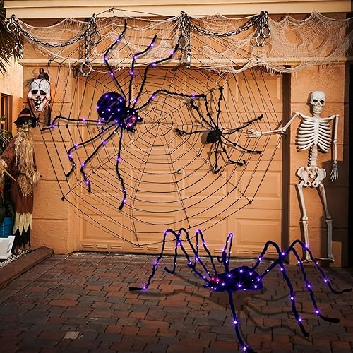 Miniatura 7 de EAMBRITE Luces de ventana de Halloween de 4 pies, luz de murciélago gigante con 30 luces moradas, impermeable, silueta de ventana, decoración de luz