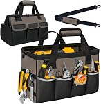 NECKORY Sac à outils, organisateur de boîte à outils portatif Sangle réglable d'épaule, outil de transport fourre-tout sac de rangement d'outils avec large bouche, sacs à outils pour les hommes mécanicien EngineerGift - M, Vert de l'Armée & Noir , outil lourd avec ouverture de bouche large & Adju