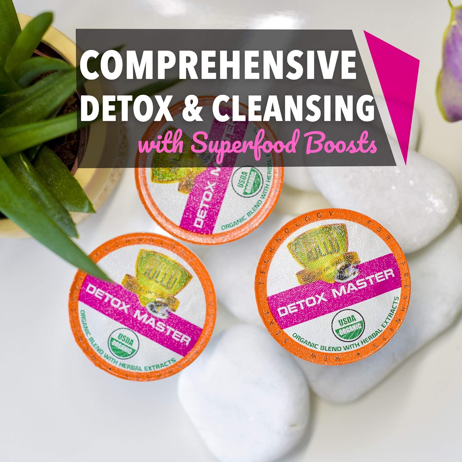 SOLLO Organic Detox Coffee Pods with Superfoods, Herbal Extracts, Bold and Smooth, Compatible with Keurig 2.0 Brewers, 24 K-Cup