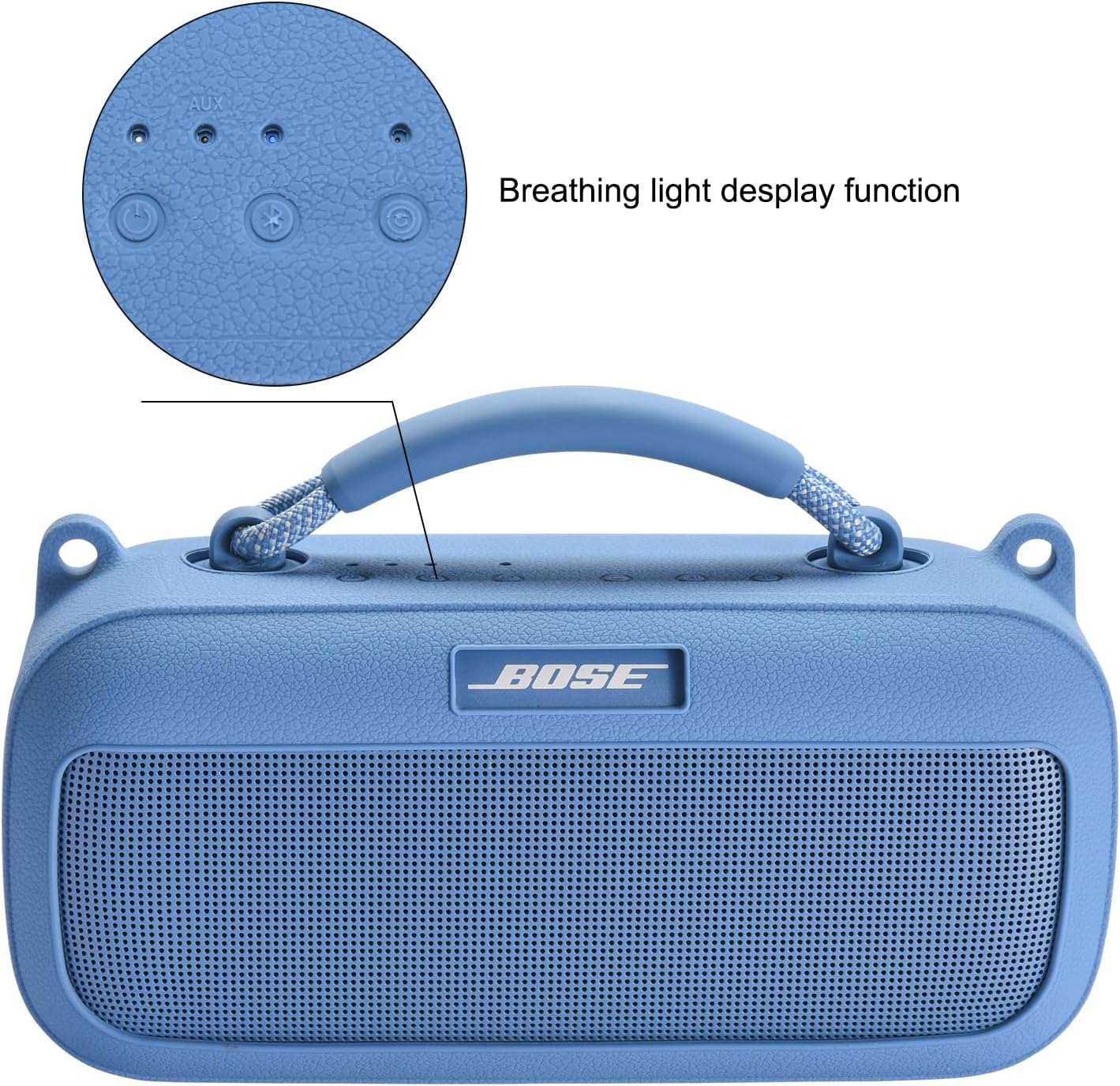 Silicone Protective Case Suitable for Bose SoundLink Max Portable Speaker, Portable Suitcase Protective Case with Shoulder Strap Protective Case Wireless Speaker Accessories (Blue) - Image 4