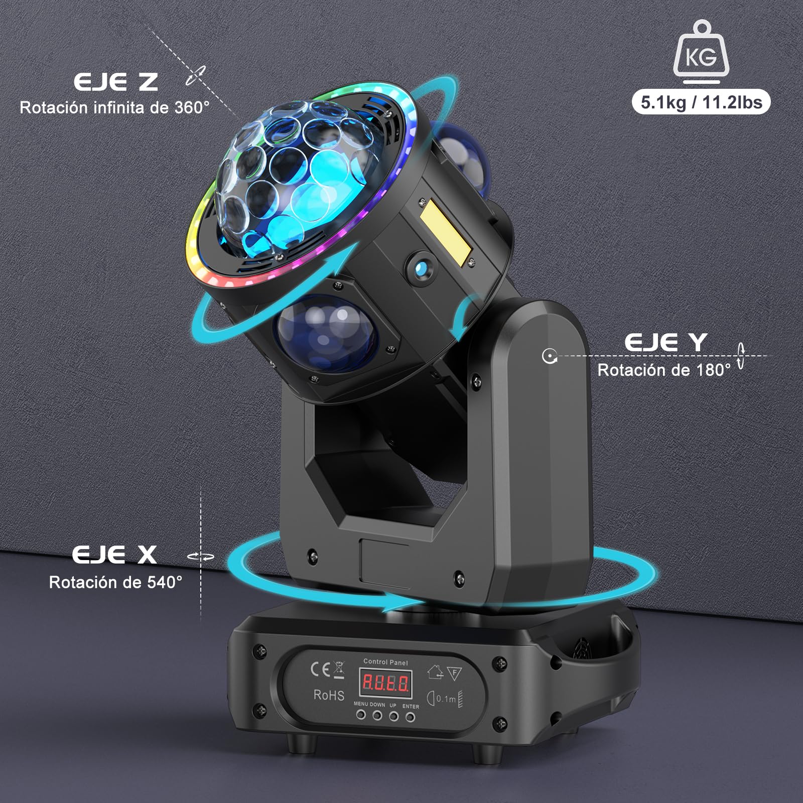 2PCS 150W Lyre LED RGBW Lumière à tête mobile 3 axes Beam Wash Projecteur Rotation infinie Strobe Effekt Lumière de Scène pour Party Club Fête Hochzeit Bar Théâtre