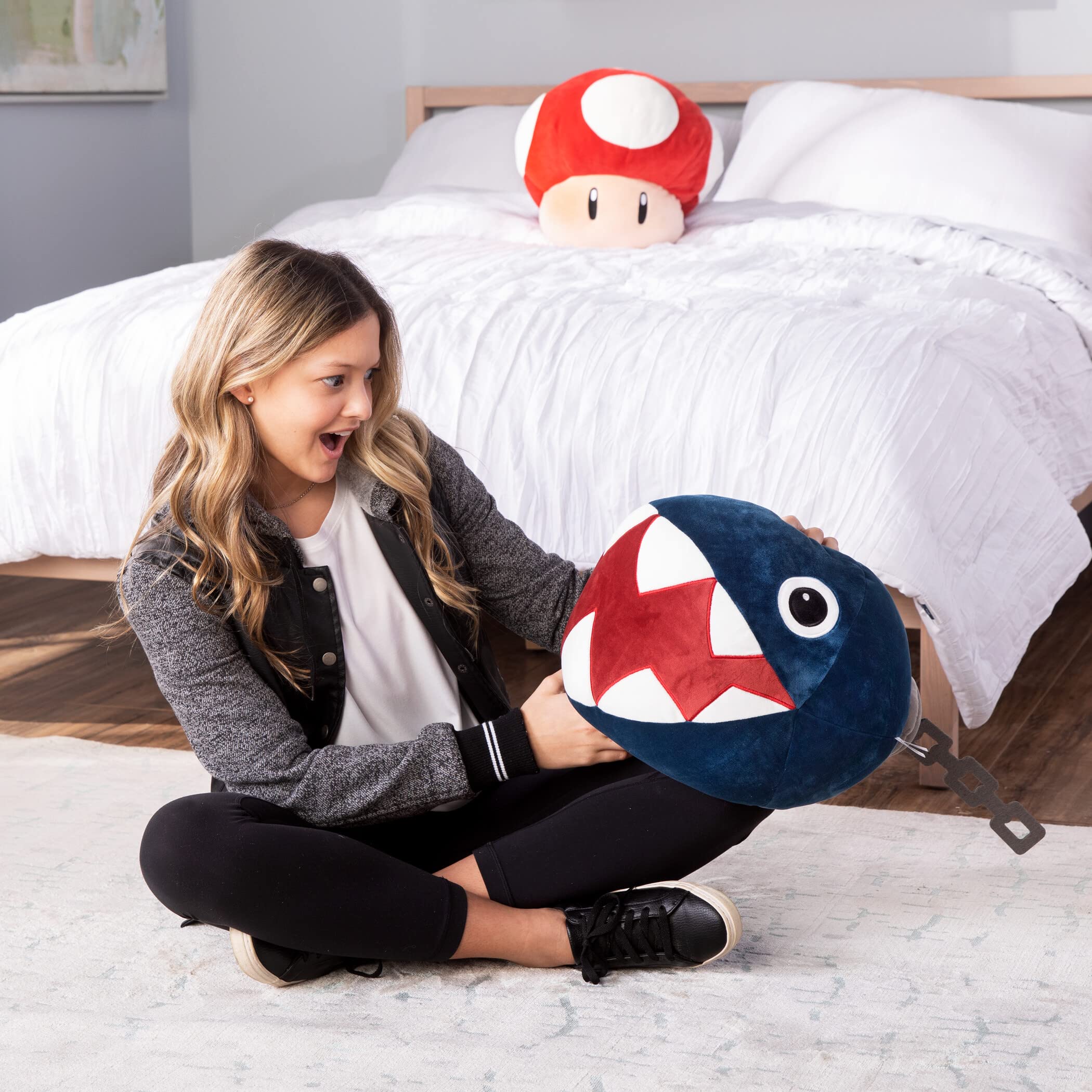 Club Mocchi Mocchi Super Mario Cadena Chomp Mega 15 pulgadas de felpa