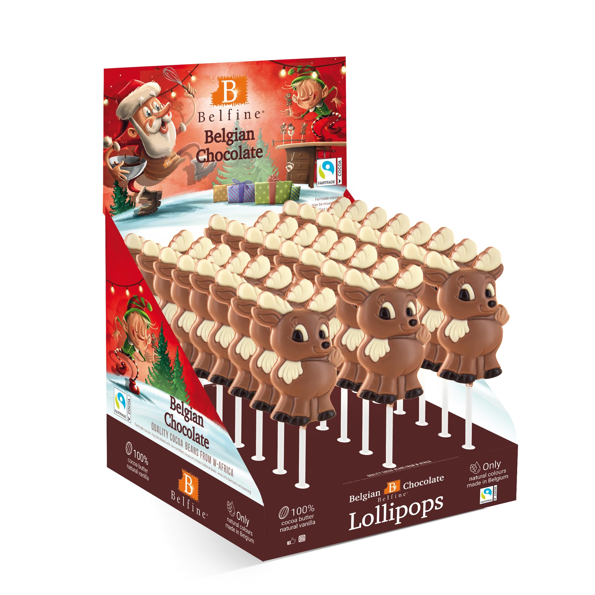 Belfine Chocolate Reindeer Lollipop-2 pack
