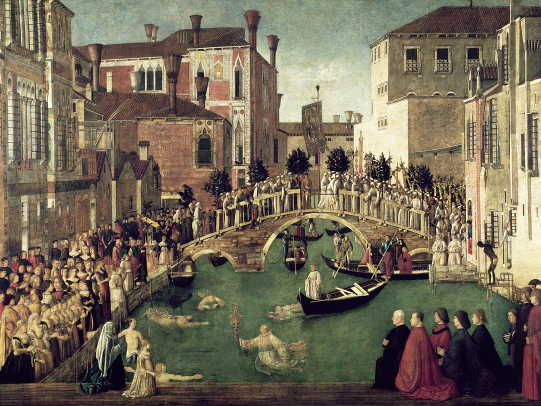 POSTERIIk Famous Print Pop Art Wall Art Graffiti the Miracle of the Cross on San Lorenzo Bridge by Gentile Bellini Art Prints for Home Decor 60x90cm