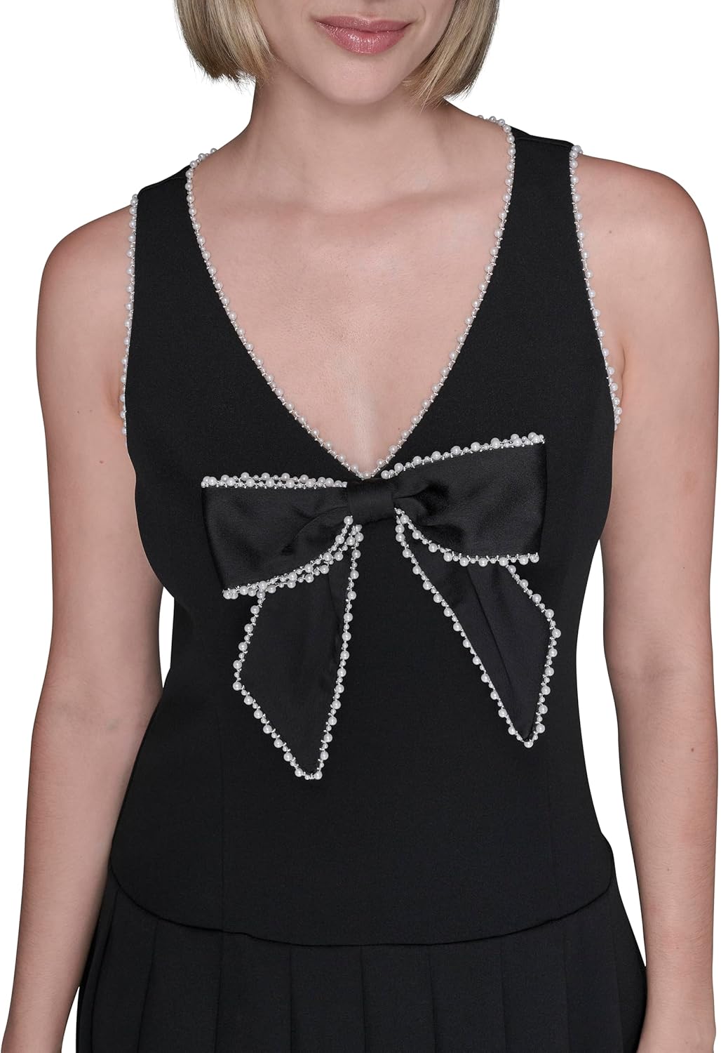 Karl Lagerfeld Womens Sleeveless Scuba Crepe A-line Dress - Image 5