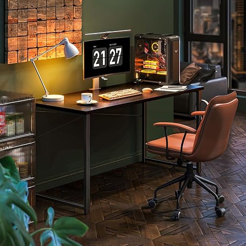 Miniatura 5 de Coleshome Escritorio para computadora de 55 pulgadas, escritorio moderno de estilo simple para oficina en casa, escritorio de estudio para