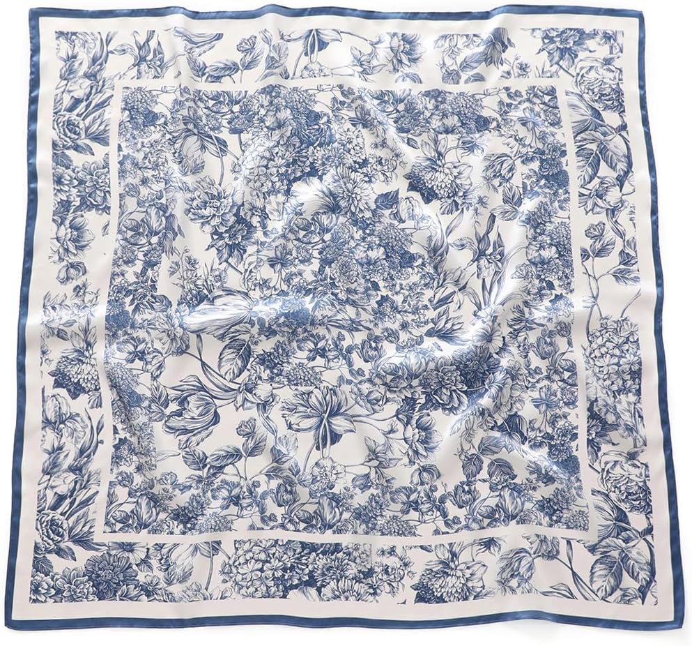 100% Mulberry Silk Scarf for Women for Neck, Large Bandana Square Satin Head Scarf for Hair 35"x35" - Image 5