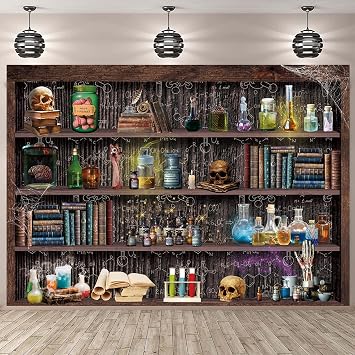 Mad Scientist Laboratory Backdrop for Halloween Magic School Background Spooktakular Creepy Skull Poison Apothecary Witch Kitchen Hallowmas Party Banner 10x8FT120x96 inch