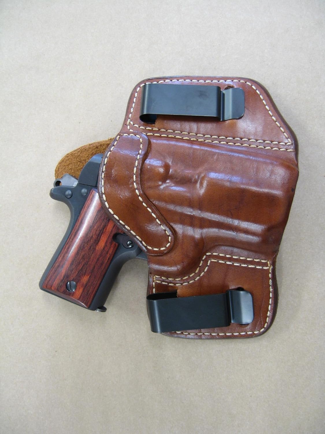 Azula Gun Holsters Rock Island Baby Rock 380 IWB 2 Clip Leather in The Waistband Concealed Carry Holster CCW TAN RH
