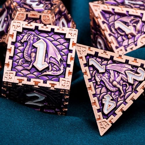 Miniatura 9 de Juego de dados de metal DND de Dungeons and Dragons con caja de regalo, dados poliédricos ARUOHHA de 6 caras D&D para juegos de mesa MTG RPG