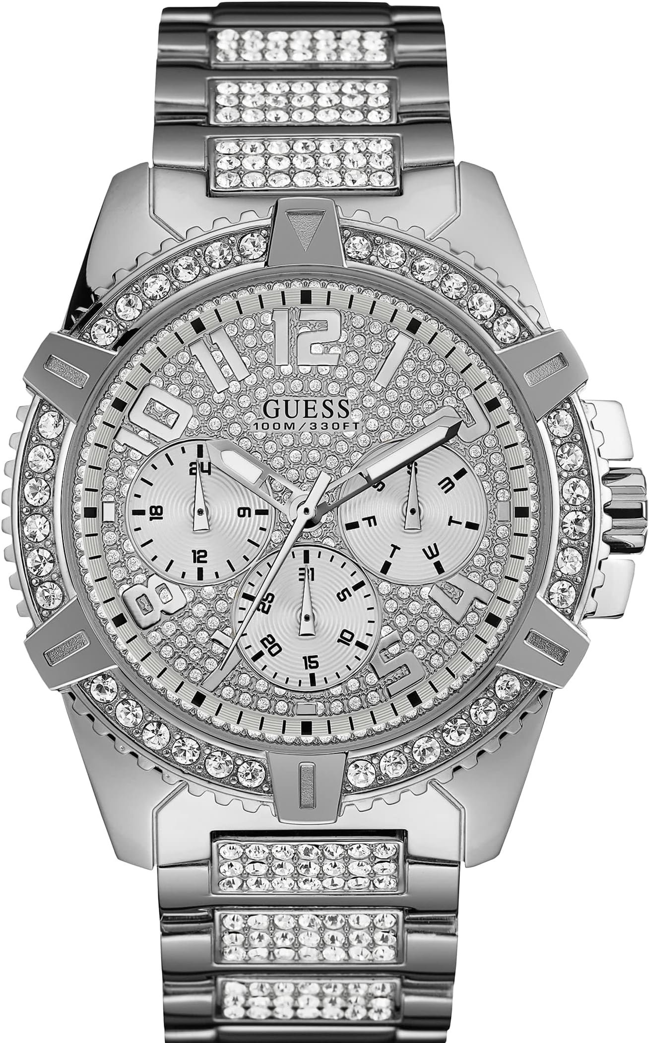 Stainless Steel Gold-Tone Crystal Embellished Bracelet Watch