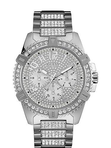 Guess Stainless Steel Gold-Tone Crystal Embellished Bracelet Watch