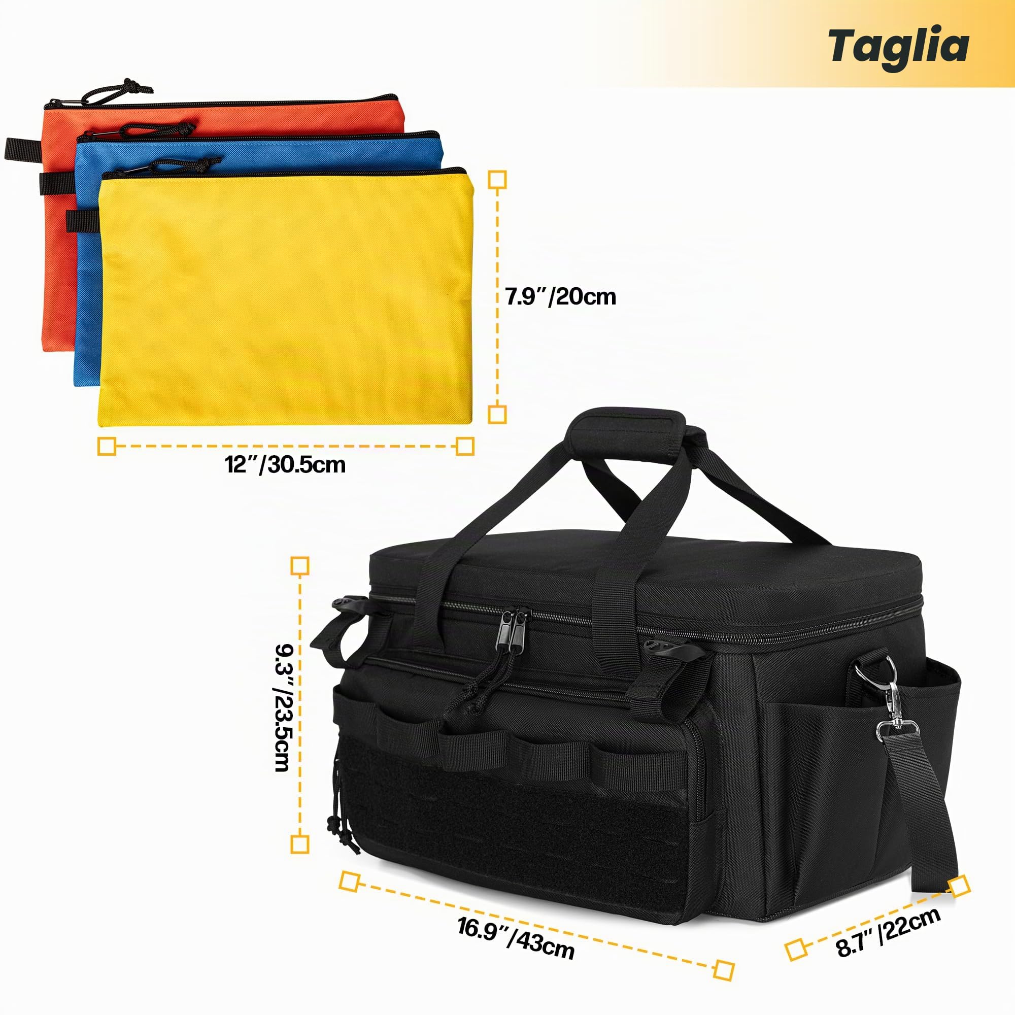 Rexmica Borsa Portautensili da Uomo e 3 Custodia portaattrezzi con Cerniera | Borsa Attrezzi Elettricista, porta Attrezzi da Lavoro Multiuso per Riparatore, Falegname