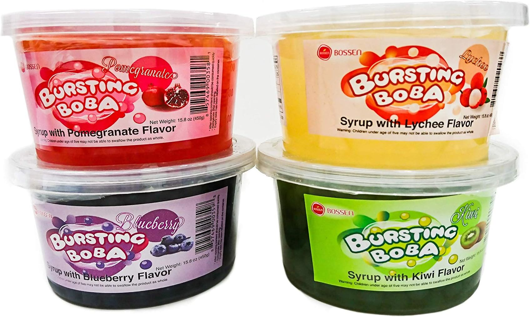 Bursting Popping Boba 4 Flavor Fun Pack (Blueberry, Kiwi, Pomegranate, Lychee)