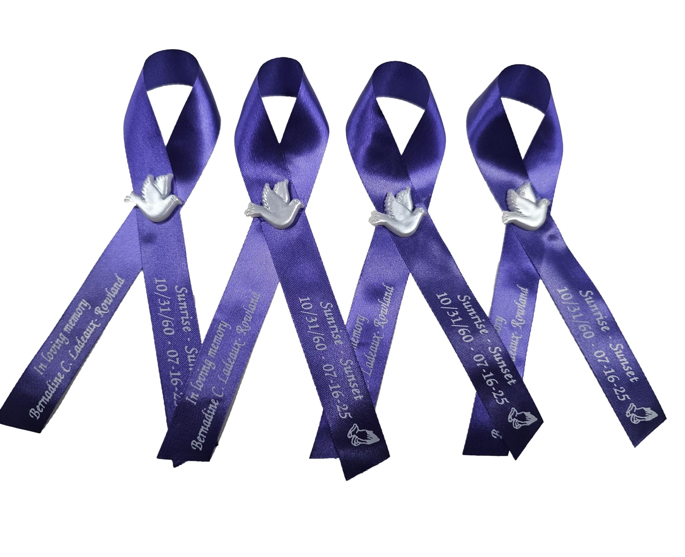 Personalized Memorial Service Funeral Ribbon Pins 20 Cross Religious Celebration of Life Custom Made Awareness Remembrance Anniversary Death Cross