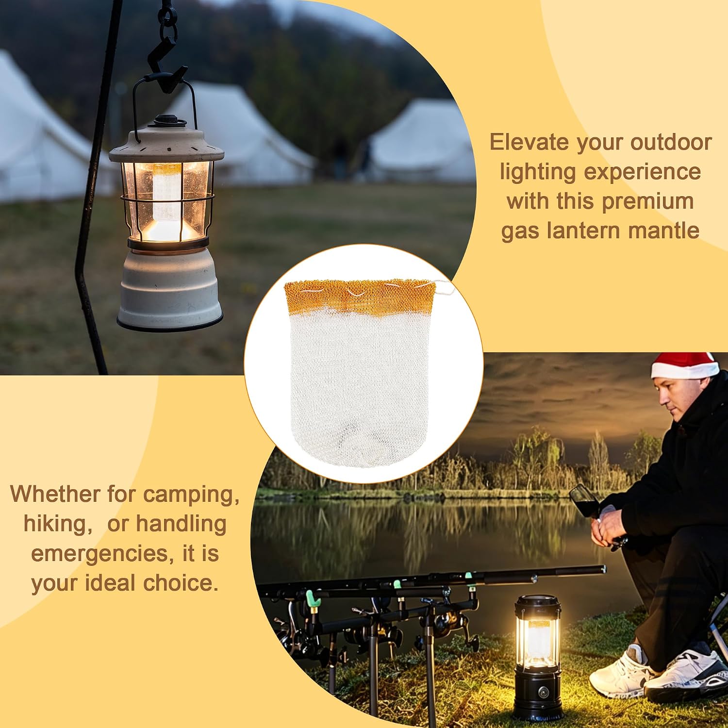 Windspeed 20 PCS Lantern Mantles Gas Cover U-Shaped String Tie Propane Lantern Mantles Gas Natural Fuel Replacement for Lamp Outdoor, Compatible with Coleman Outdoor Camping Lighting #21 Mantles